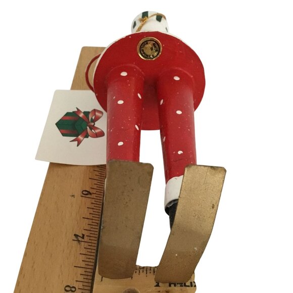 Handcrafted Tin Santa Skiing Ornament Red White Folk Art Lodge Christmas Decor - Picture 6 of 6